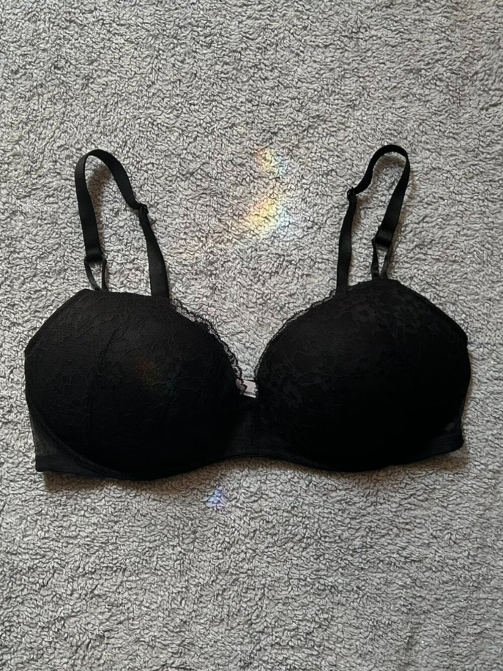 NWT Victoria's Secret Sexy Tee Posey Lace Wireless Push-Up Bra | Black 40C